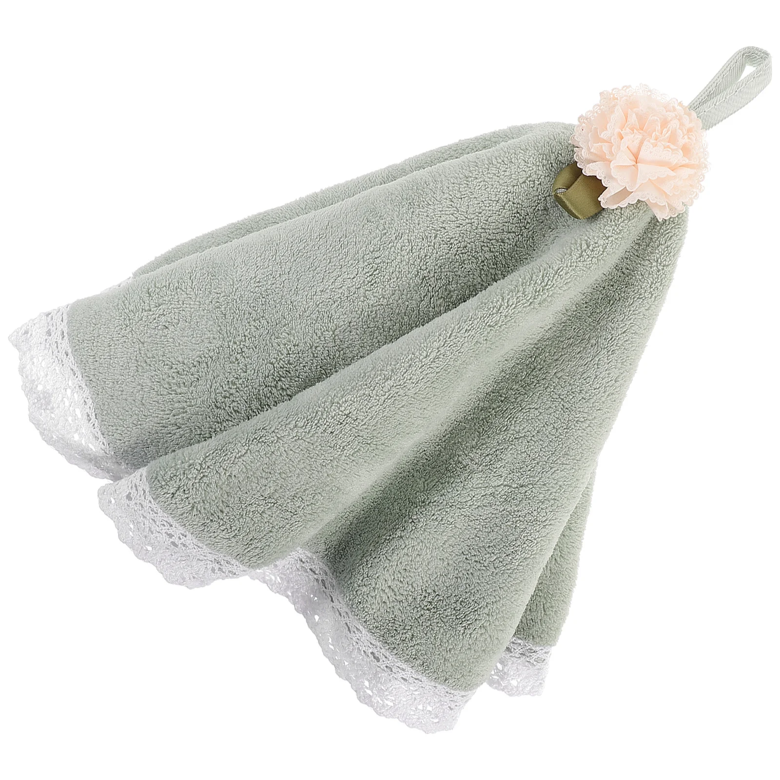 

1pc Round Hand Coral Fleece Water Absorbent Quick-Drying Hanging Towel For Kitchen Car Washing Drying Soft Washable Small