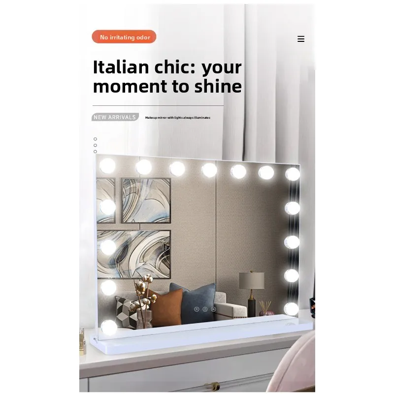 Lusterko do makijażu LED z lampką, lusterko kosmetyczne do łazienki, lusterko stołowe z oświetleniem, trójkolorowe lusterko do makijażu, lusterko kosmetyczne