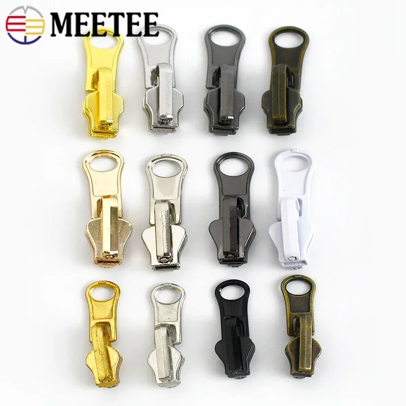 5Pcs 5# Meetee Double-sided Rotary Zipper Slider Head for Metal Resin Zips Coat Down Jacket Zip Pull Replace Repair Accessories