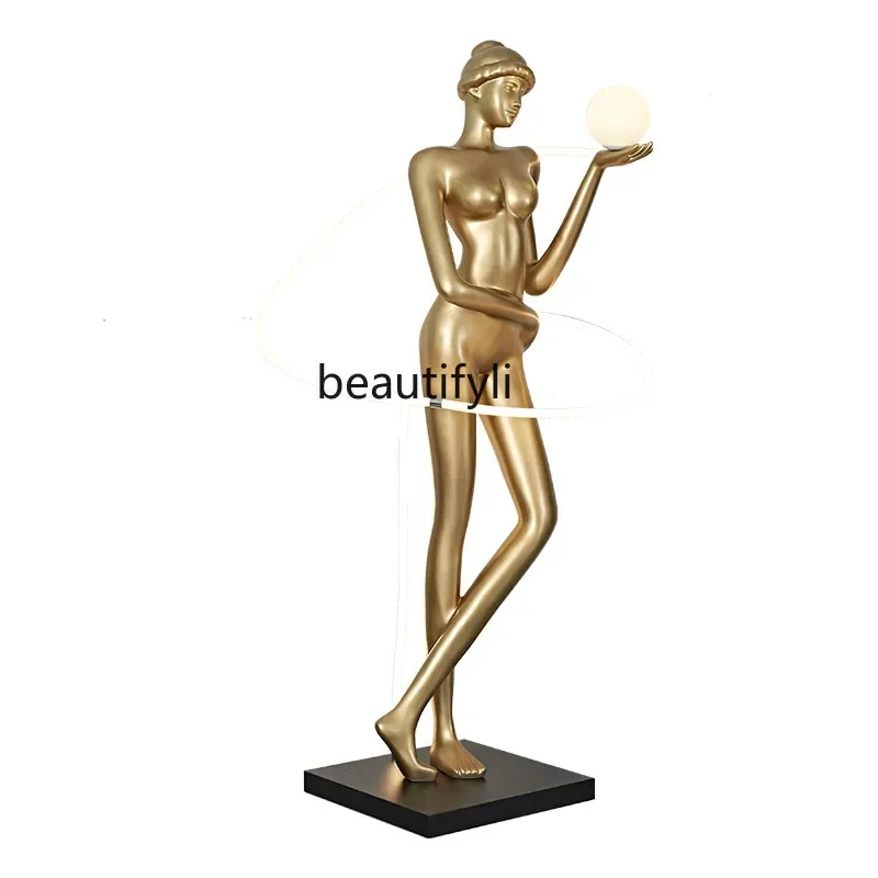 

ssK178 ss25 Floor Exercise Muse Ribbon Sculpture Floor Lamp Bar Restaurant, Decorative Ornament