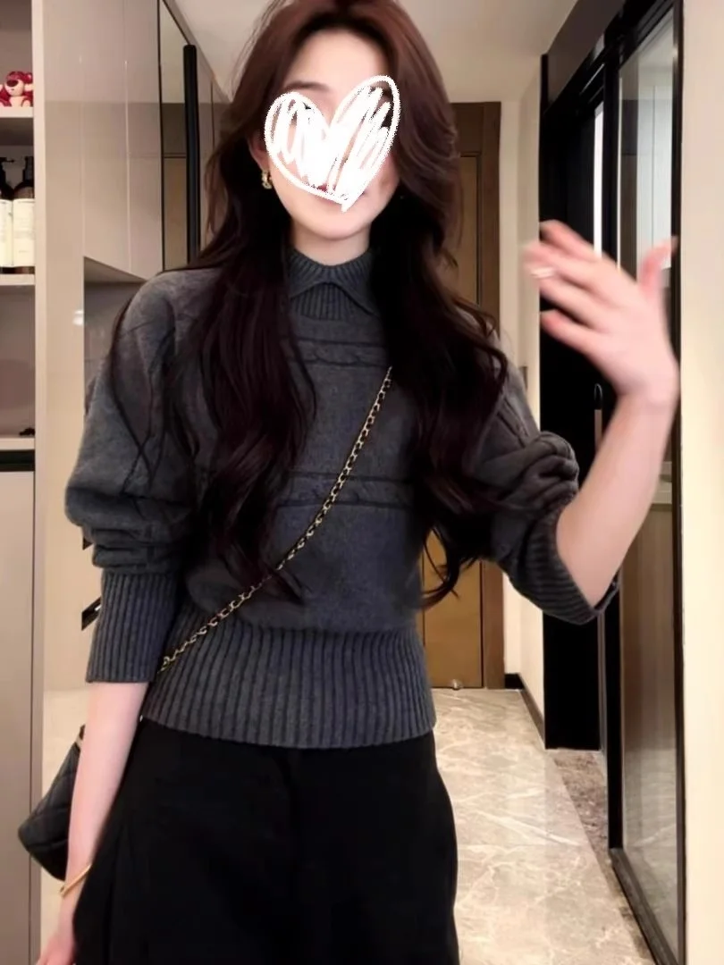 

Корейский вязаный свитер в стиле ретро, удлиненный, свободный, с узором «косы», для женщин и молодых девушек, осень-зима