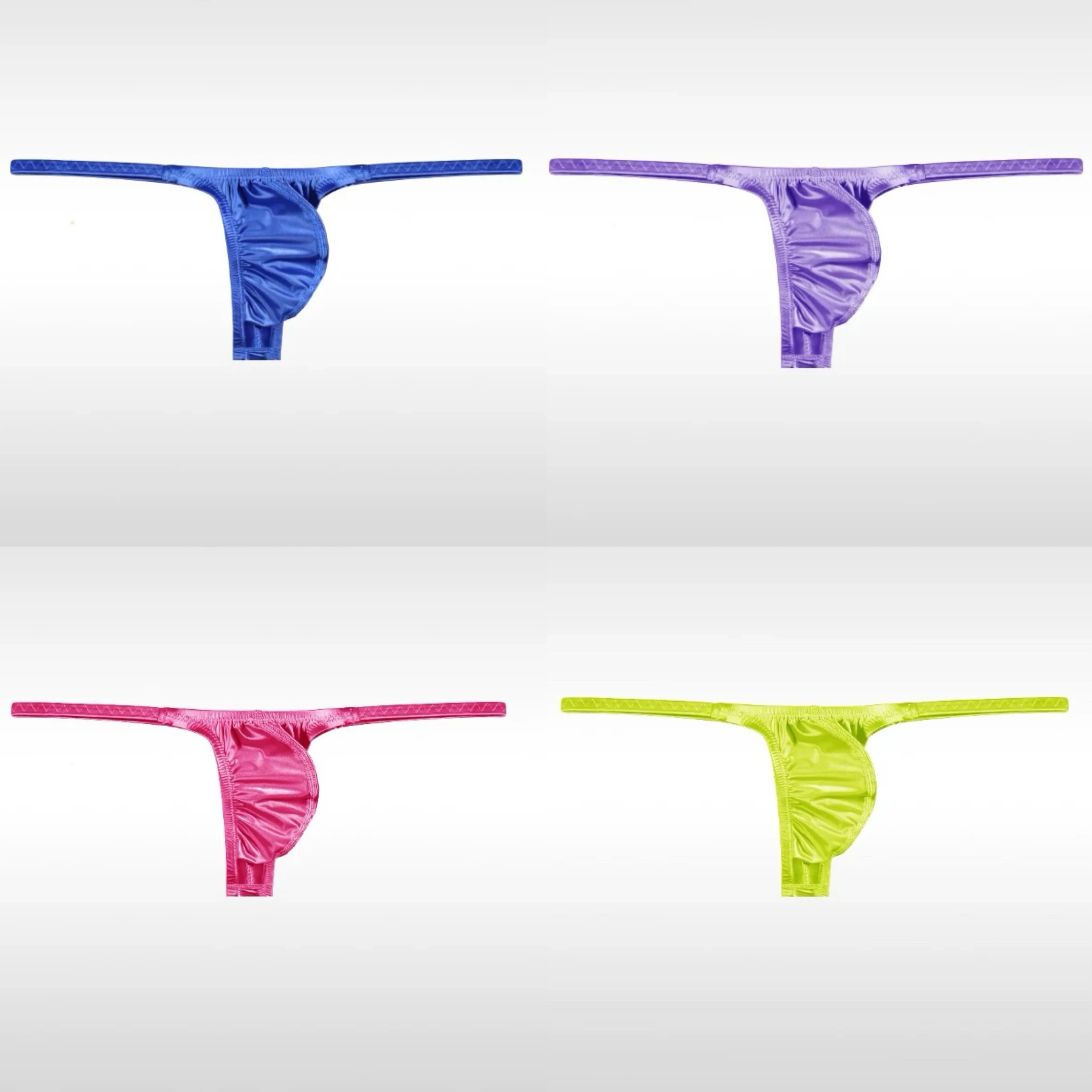 Hot Unique Men's Satin Thong Underwear Fully Transparent T-Pants Ultra-Thin Ice Silk Male Fun Low Waist Slim Fitting T-Pants