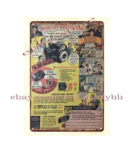 funny metal sign 1949 toy ads Secret Agent Wrist Camera metal tin sign-Aluminum