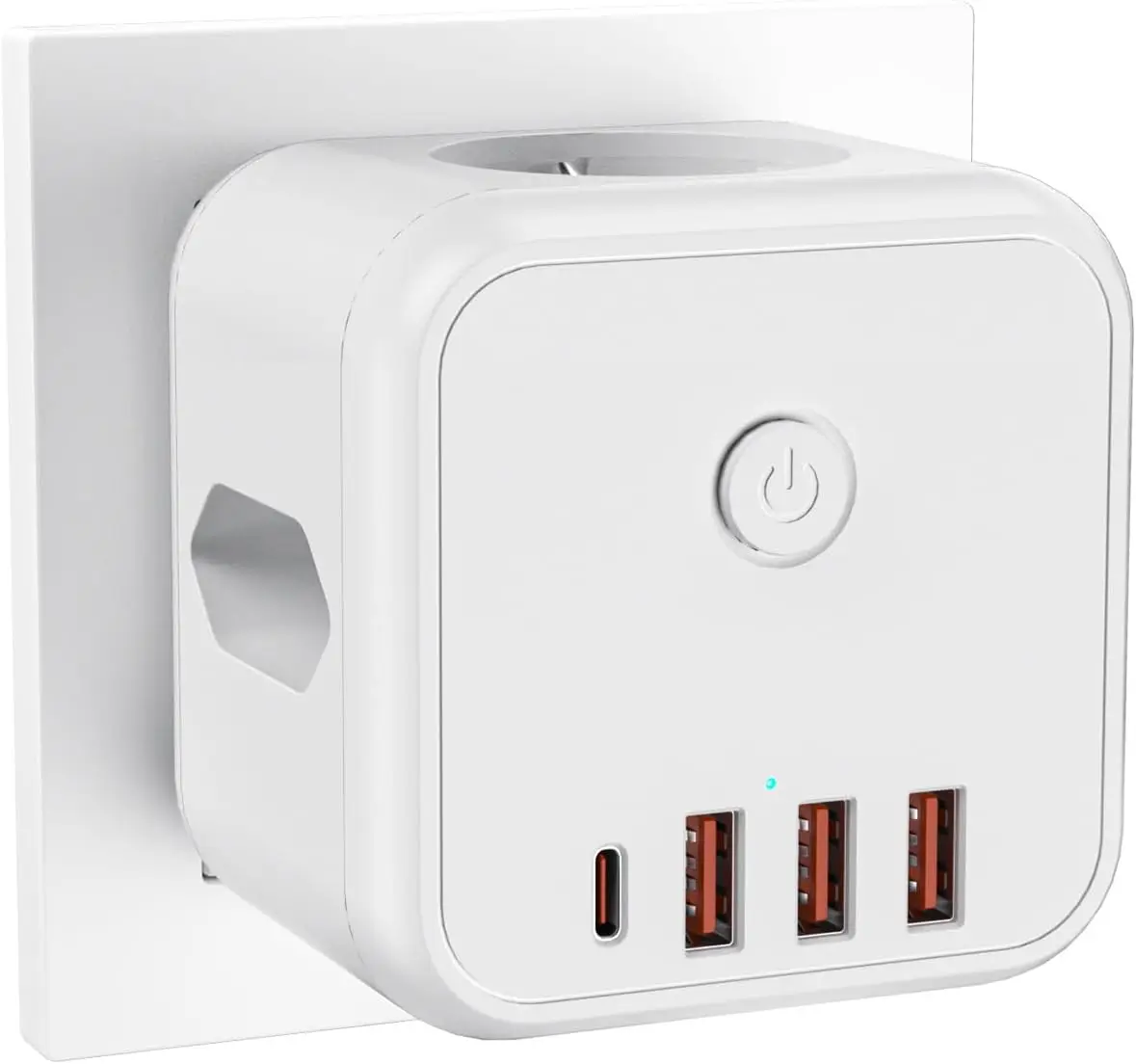 مقبس توسيع متعدد الوظائف 7 في 1 مع شحن سريع 3USB-A+1Type-C، يجب اقتناؤه للسفر الأوروبي/الألماني #1