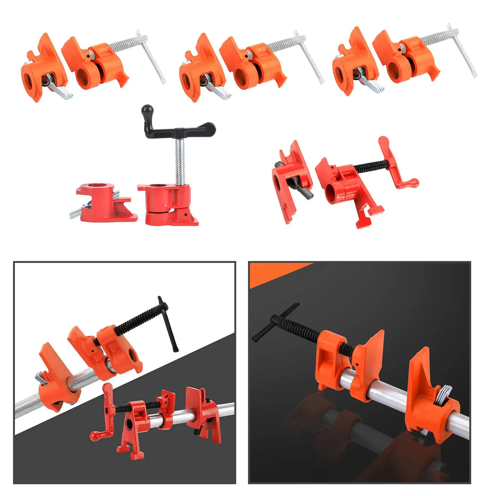Juego de abrazaderas de tubo de pegado de madera, herramientas de Metal resistente duradero para carpintería, proyectos de bricolaje, taller, mejora del hogar