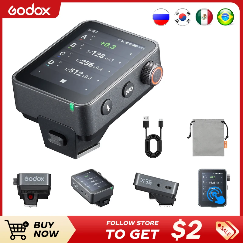 

Godox X3PRO 2.4GHz TTL HSS Trigger OLED Touch Screen System Bluetooth Integration Control APP for Canon Nikon Sony etc