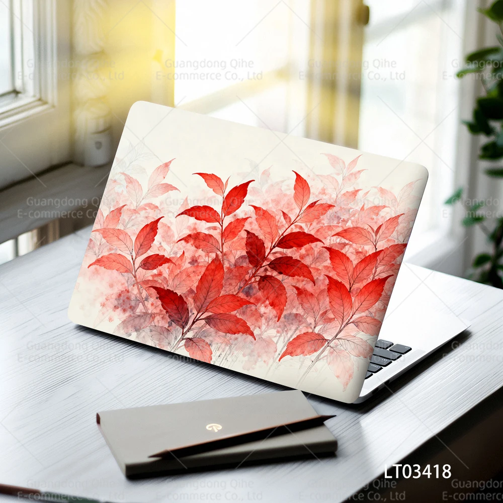 Fresh Floral & Cartoon Character PVC Laptop Stickers, 2-Pack Hot-Selling Self-Adhesive Notebook Decor