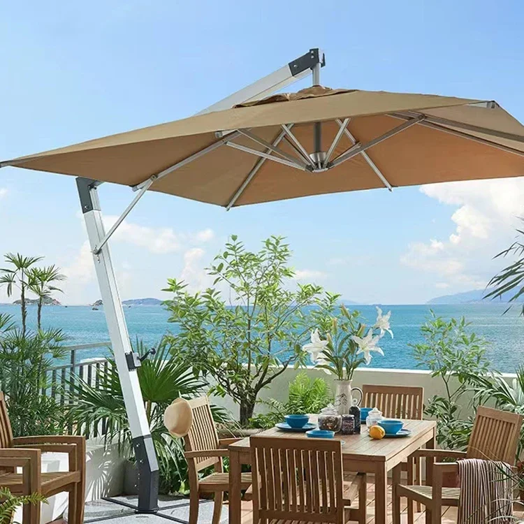 Beach Umbrella Sun Garden Parasol Large Cantilever Outdoor Umbrella Patio Umbrellas With Led