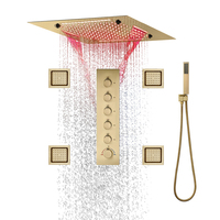 Qlonn Large 20 Inch LED Shower Head Rainfall Luxurious Smart Thermostatic Shower System Set Bathroom Faucet Concealed Diverter