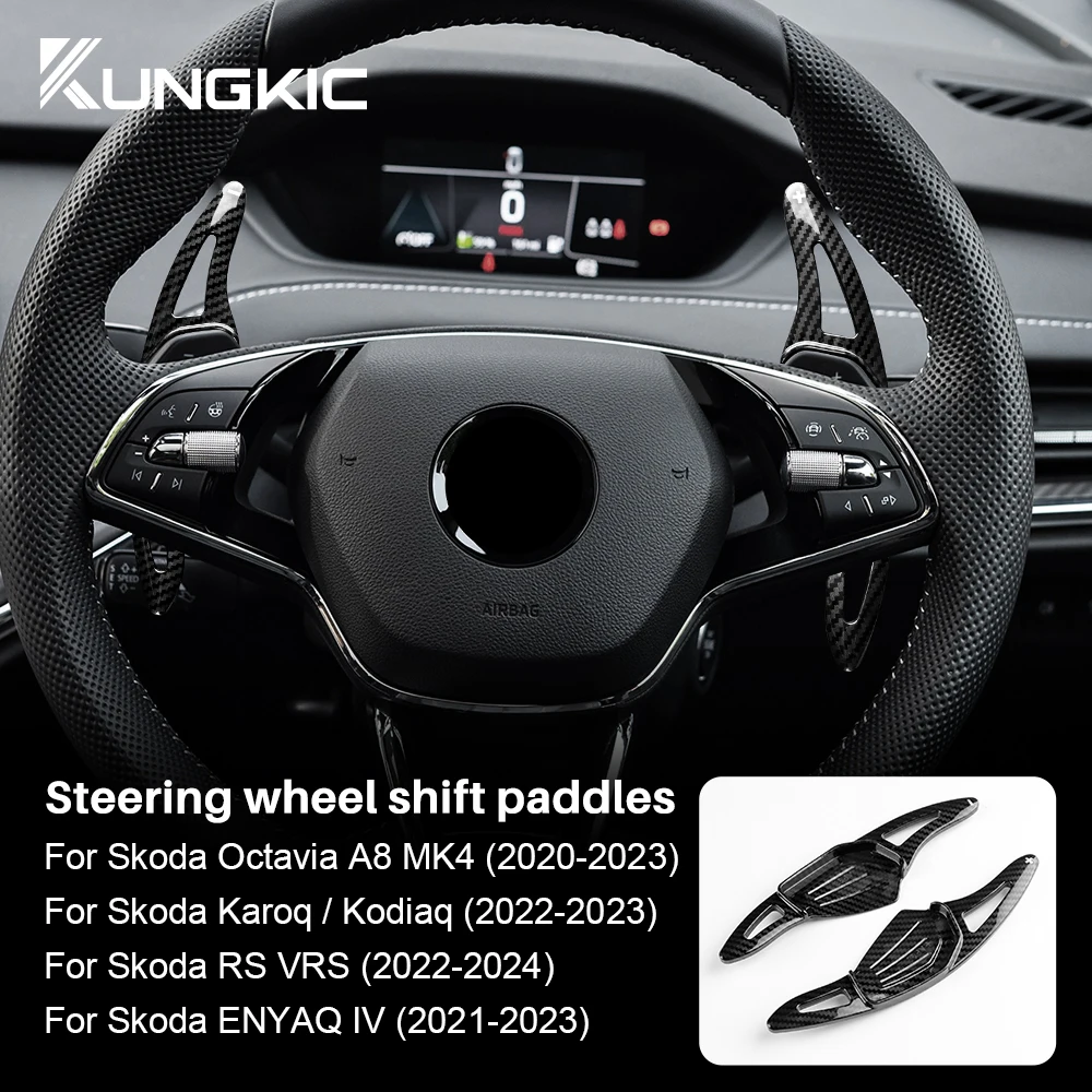 

for Skoda Octavia A8 MK4 Karoq Kodiaq RS VRS ENYAQ IV 2022 2023 Car Steering Wheel Paddle Shifter Cover ABS Trim Accessories