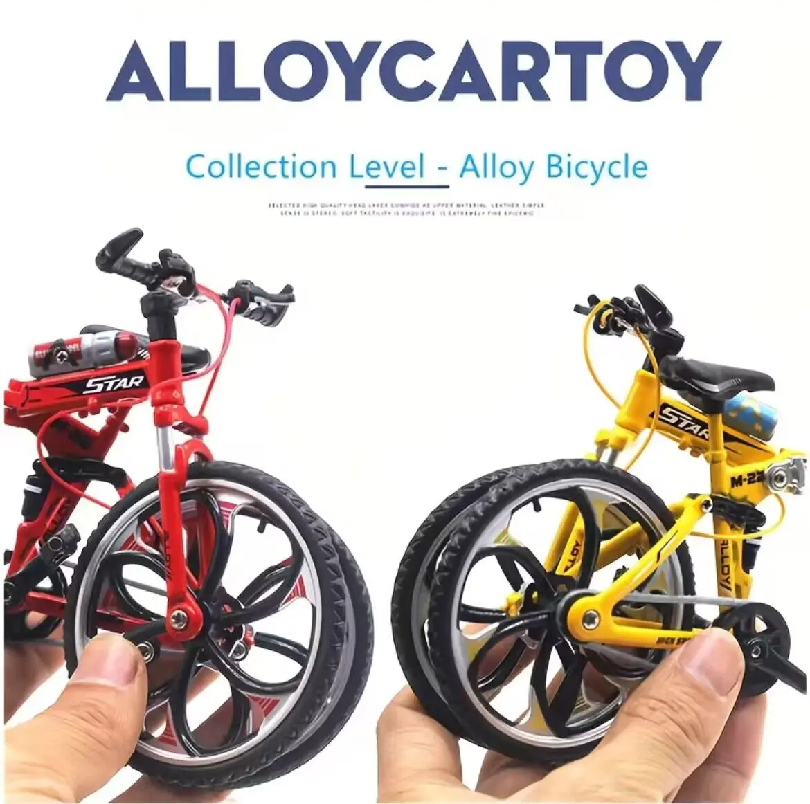 1:8 Mini Model Alloy Bicycle Diecast Red Yellow Blue Foldable Metal Finger Bike Simulation Collection Gifts Toys for boys