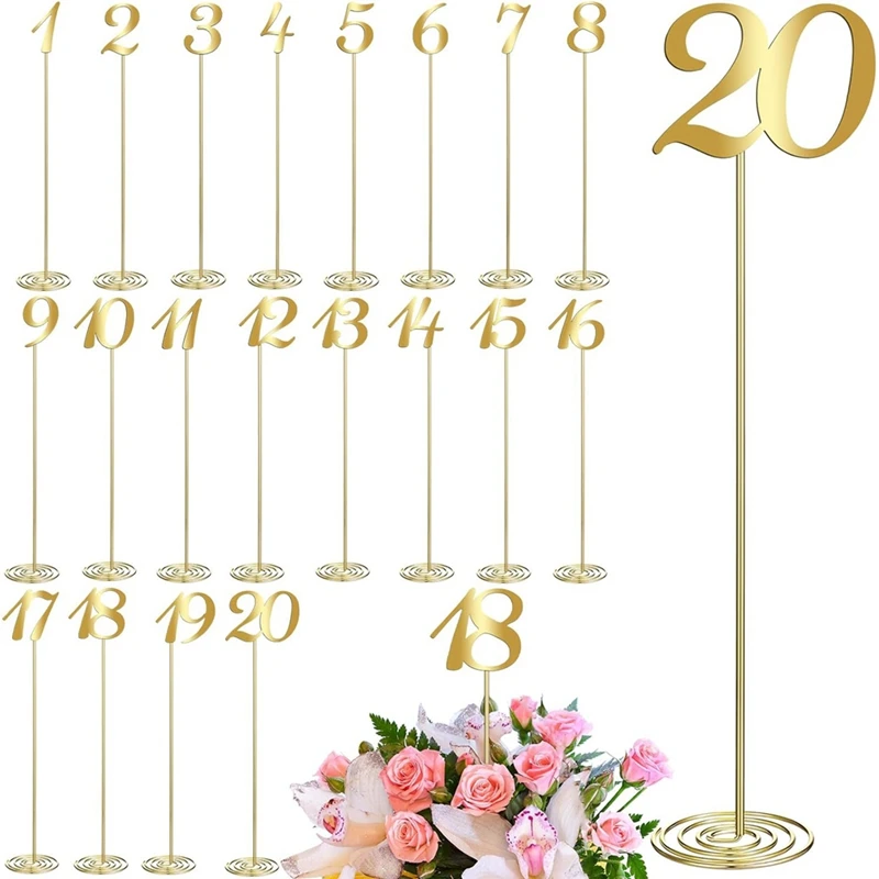 number plate20 Pcs Metal Table Numbers 1-20 Table Numbers for Wedding Reception 12 Inch Table Number with Sturdy Holder Base