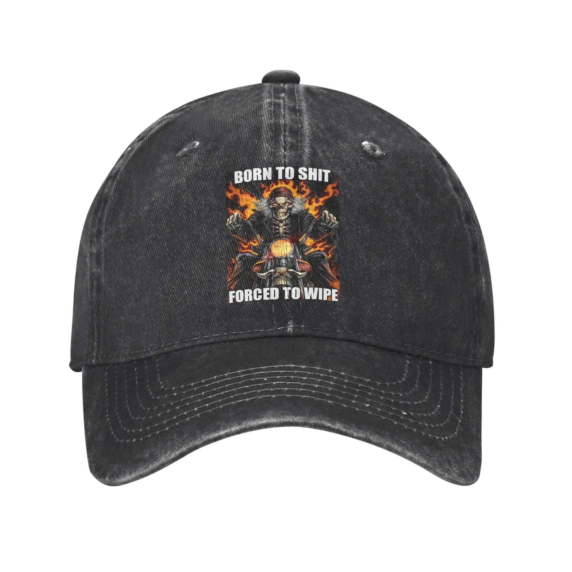 Born To Sht Forced To Wipe Fashion Baseball Cap  Streetwear Black Cap  Jogging Black Cap