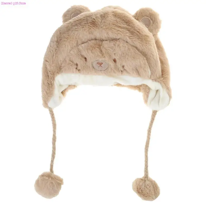 D0JC Infant Earflap Bonnet Soft Touchs Plush Lined Baby Hat for Daily Wear & Travel
