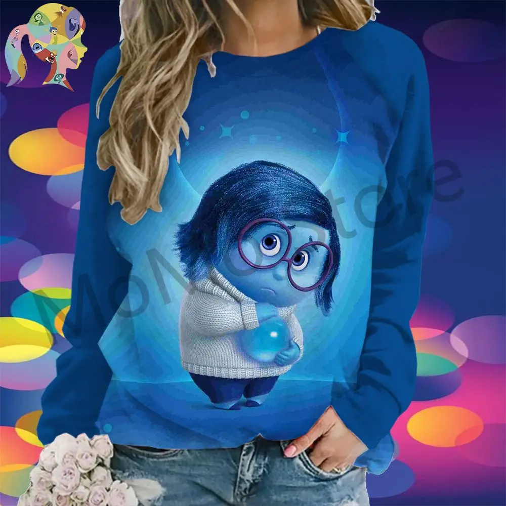 Women's Long Sleeve Sweatshirts Disney Inside Out Kawaii Woman Fashion Autumn Clothes S-3XL 2024 Streetwear High Quality Leisure