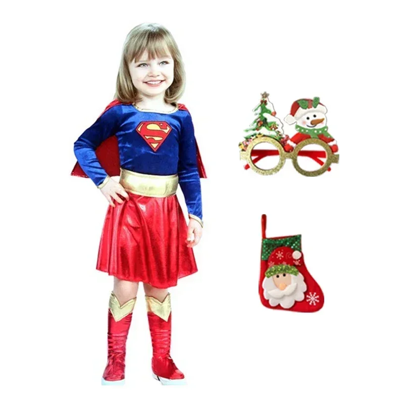 Children\'s Day Carnival Kids Superhero Super Girls Cosplay Costumes Cloaks Party Dress Birthday Clothes Halloween