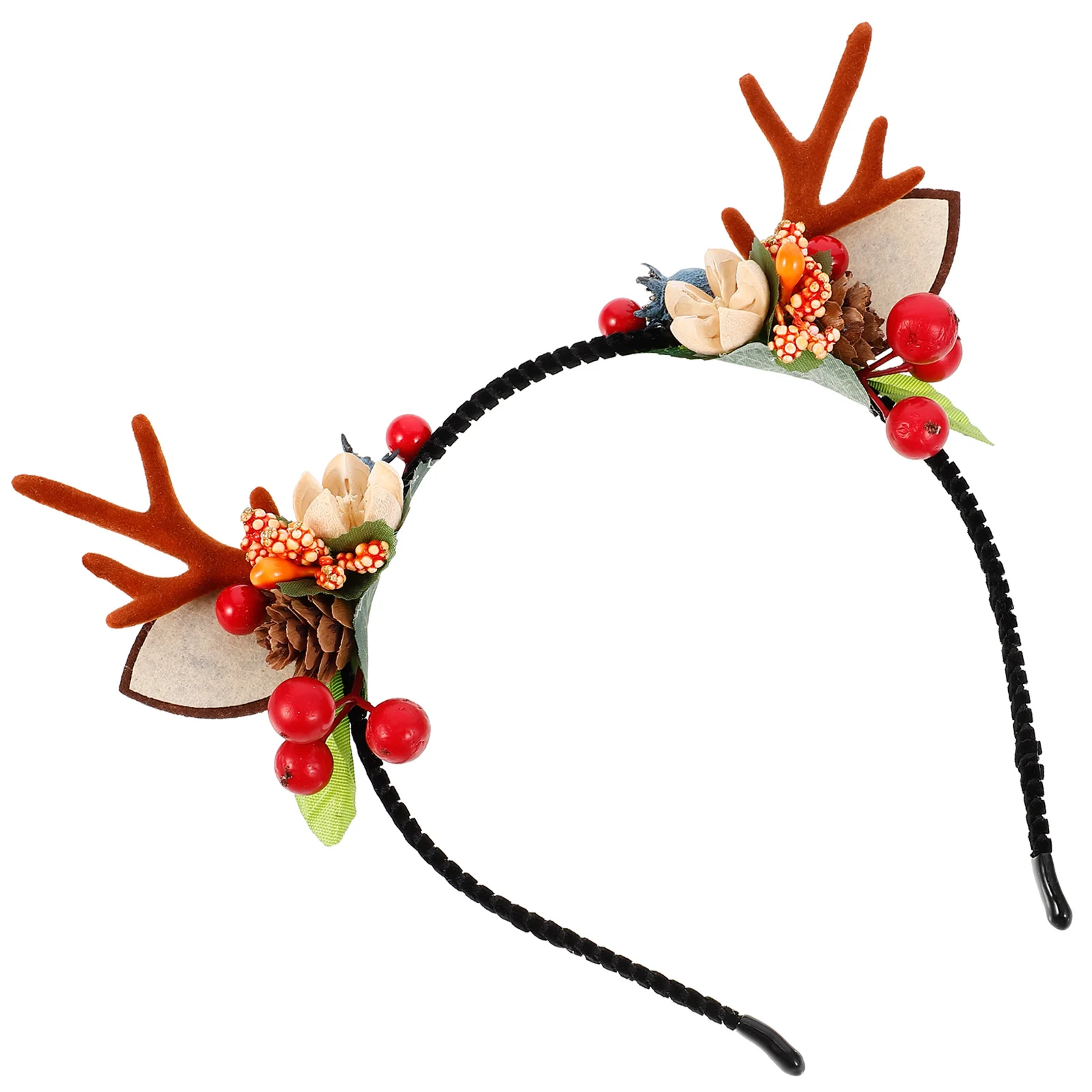 

Christmas Headdress Antler Headband Girls Hair Accessory Festive Headwear Costume Prop Pine Cone Berry Decor Christmas Headpiece
