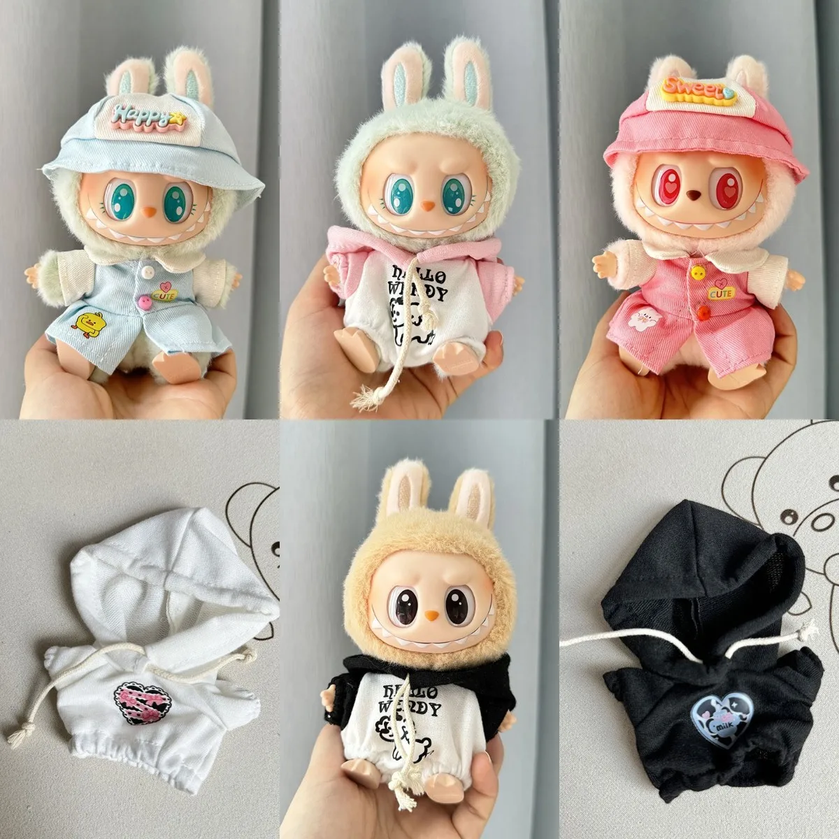 17cm Mini pluszowe ubranka dla lalek Akcesoria do Korea Kpop Exo Labubu I II Idol Dolls Sitting Party Overalls DIY Gifts