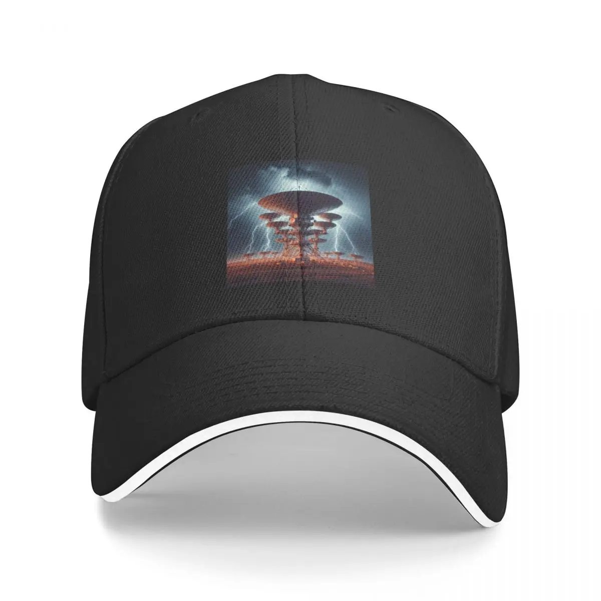 Very Large Array (VLA) with antennas, stormy sky with lightning Baseball Cap Custom Cap Streetwear Female Men's