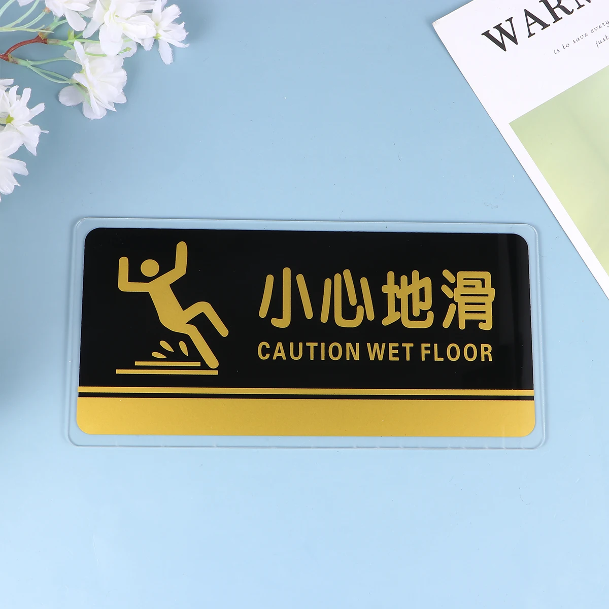 

2pcs Acrylic Caution Wet Floor Signboard Pool Safety Sign Swimming Pool Wall Sticker Multi-Purpose High Quality Adhesive No