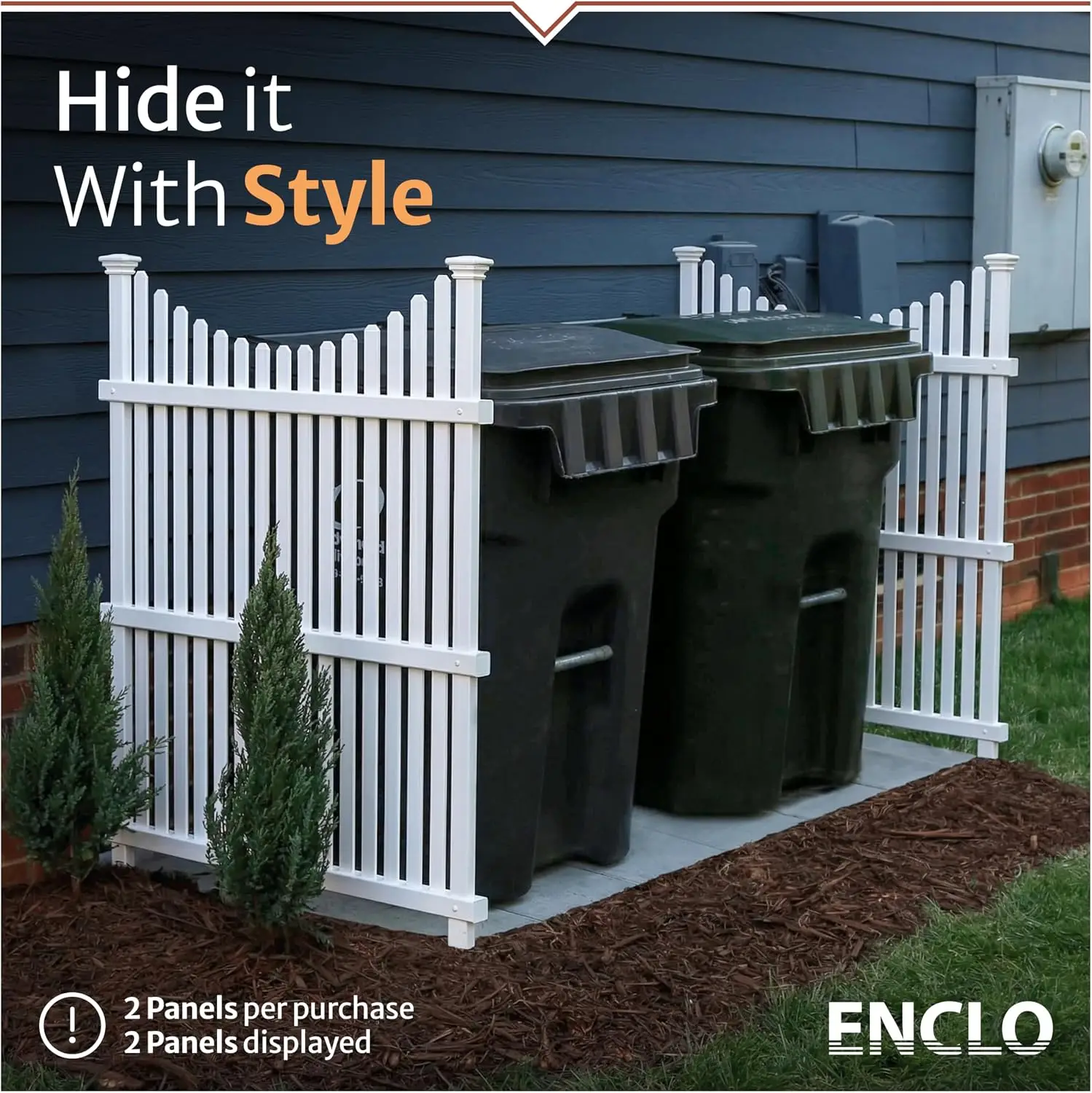 Enclo Huntersville Privacy Screen 2pk, White Vinyl DIY No Dig Kit | 45inH x 36inW, 2 Panels, ZP19036