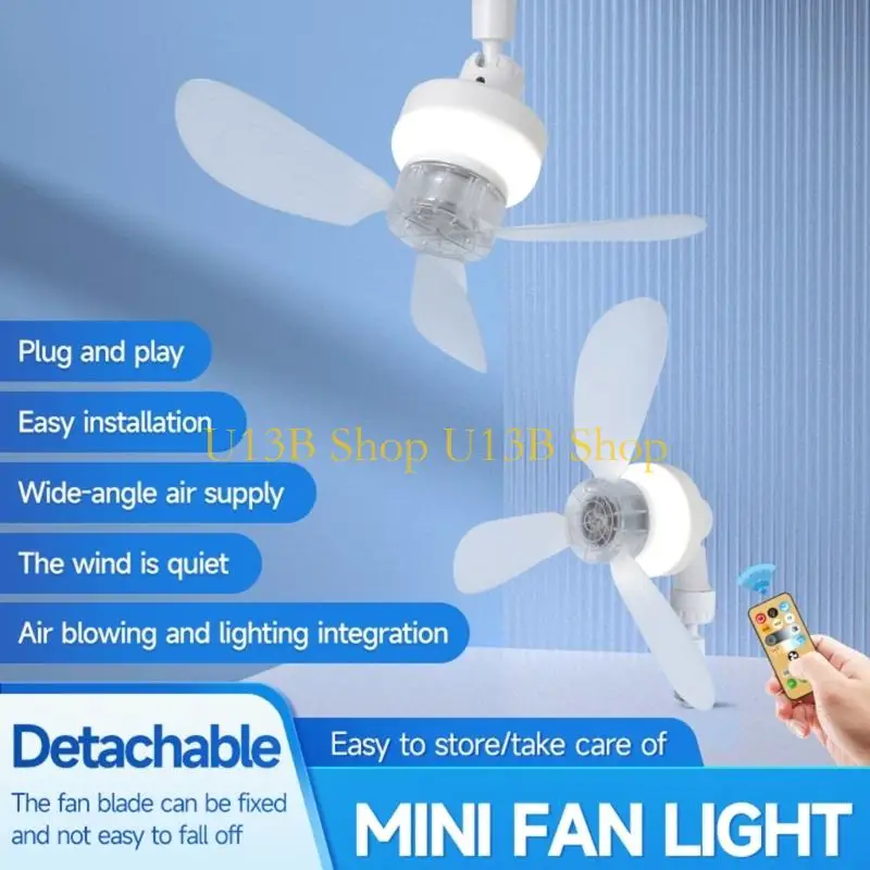 U13B Small Fan Light With Timer Function Ceiling Fan For Home Office Kitchen Bathroom