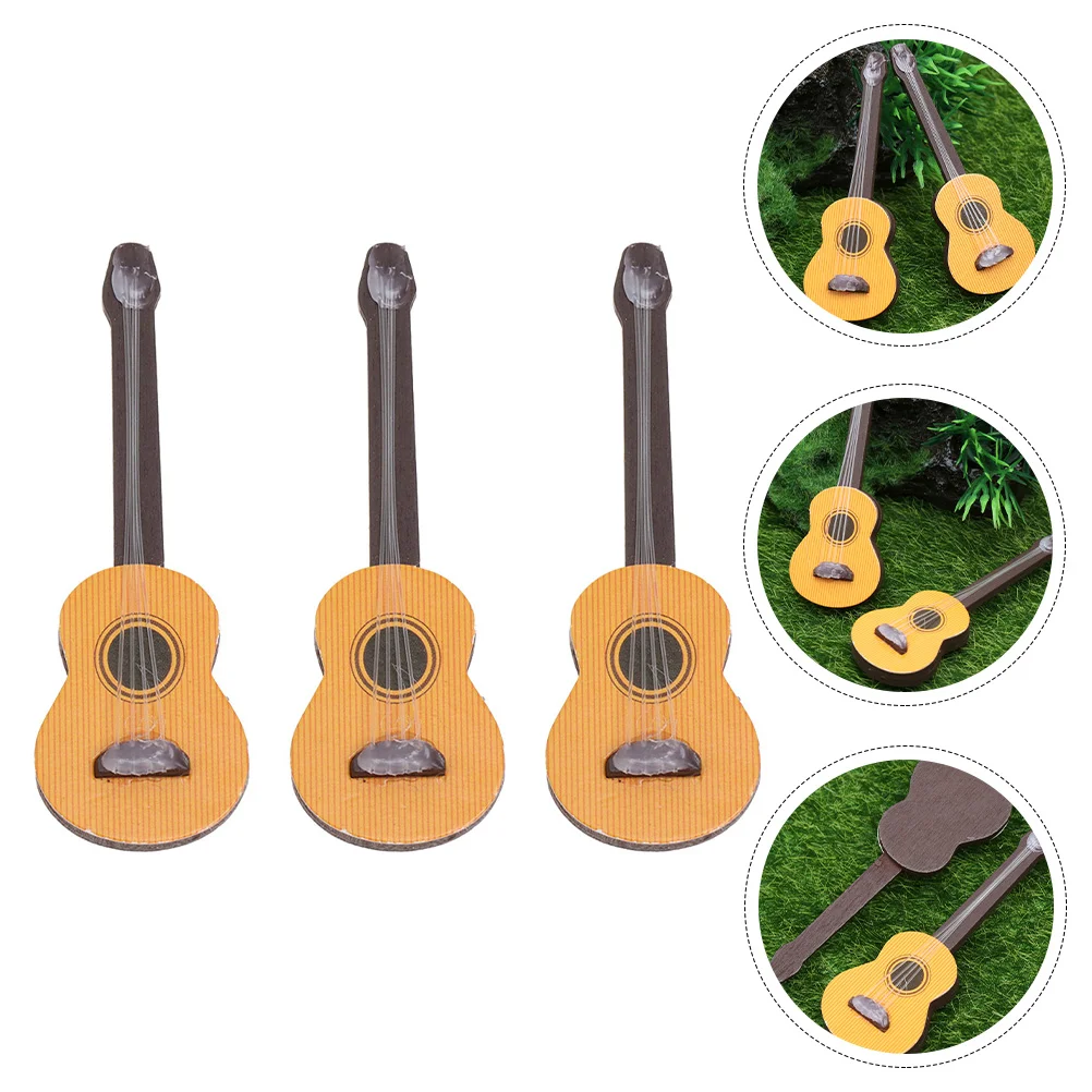 3 uds Mini juguete accesorios de guitarra modelo de instrumento figuras en miniatura juguetes de desarrollo