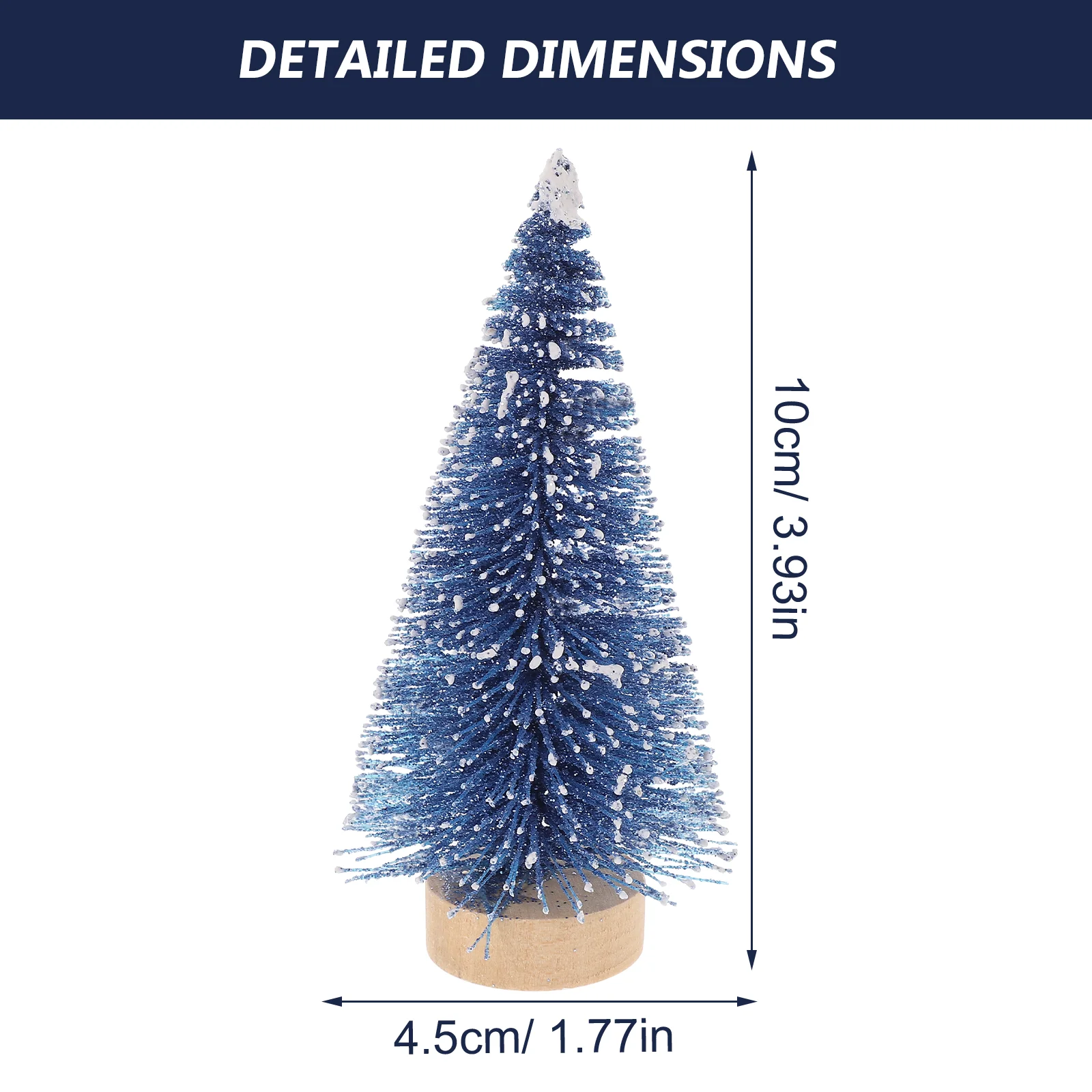 4 Pcs Mini Snow Covered Faux Tree Navy Blue Christmas Small Decoration Winter Tabletop