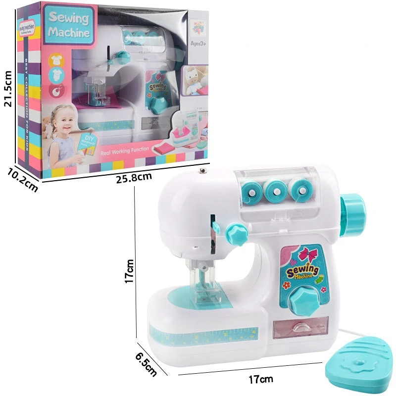 Mini Electric Sewing Machine Toys Educational Learning Design Clothing Toy for Kids Girls Children Pretend Play Housekeeping Toy