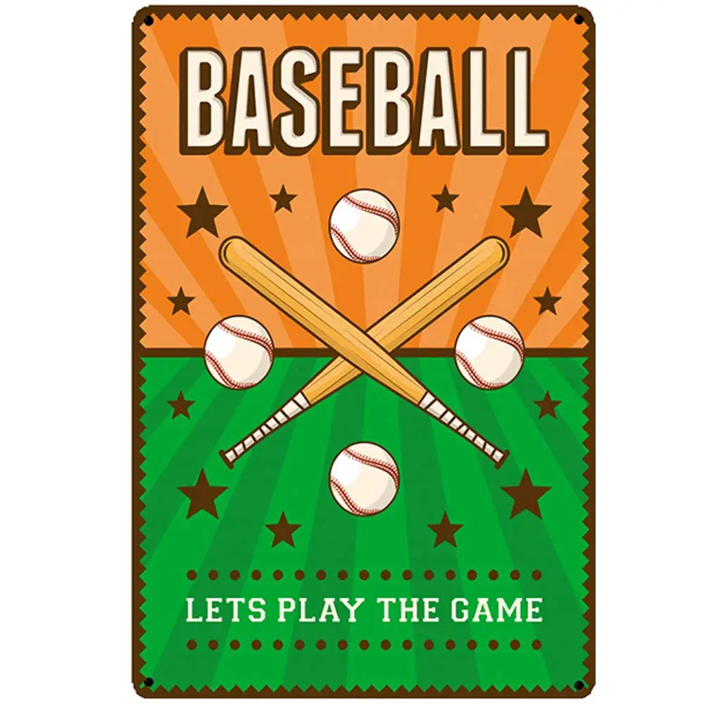 

Retro Design Baseball Tin Metal Signs Wall Art | Thick Tinplate Print Poster Wall Decoration for Stadium