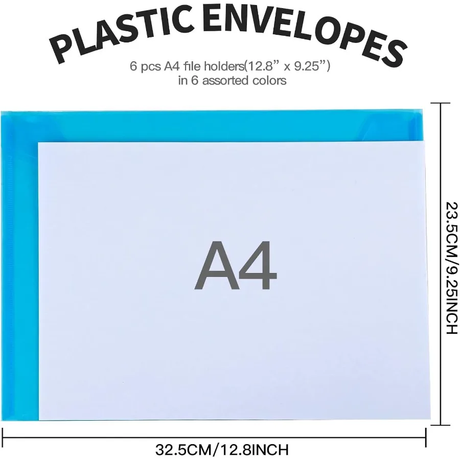 مجلدات الملفات البلاستيكية للمستندات 6 قطع مظاريف بلاستيكية قابلة لإعادة الاستخدام مجلدات الملفات الواضحة أكياس الملفات حامل المستندات حجم A4 #2