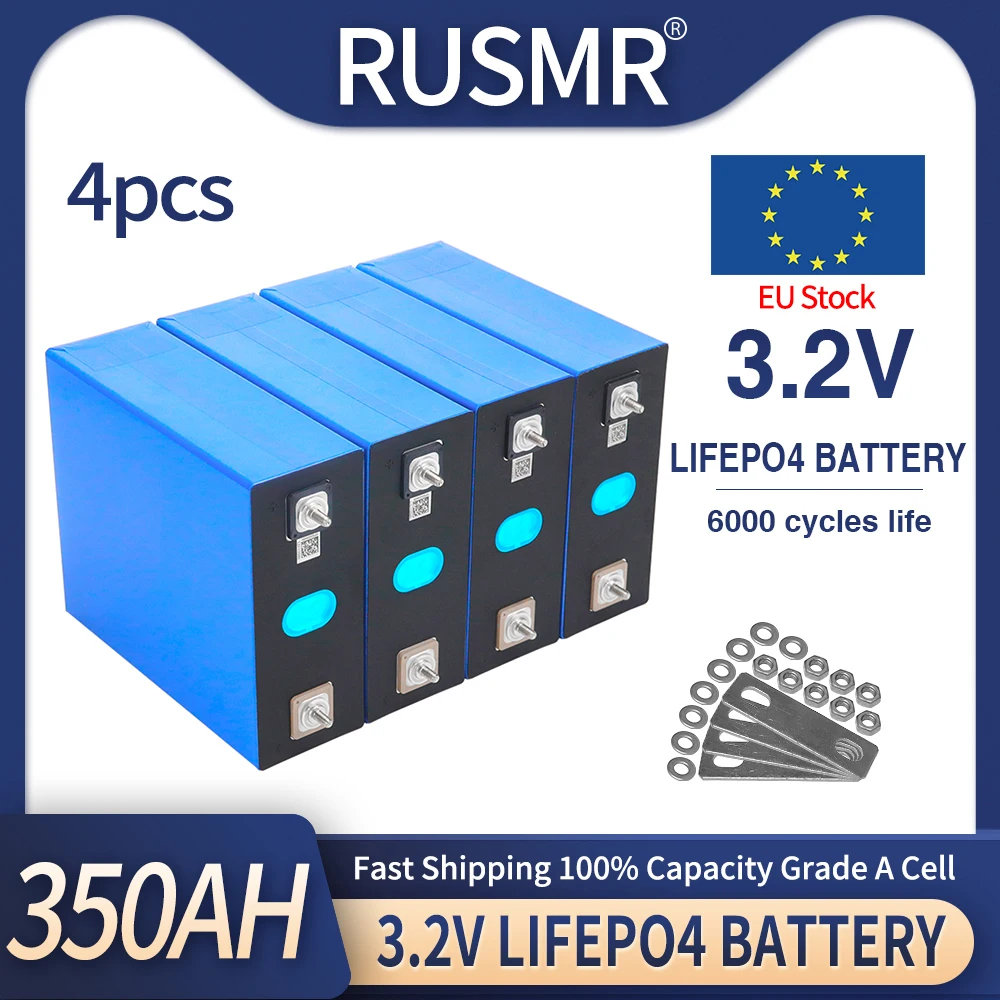 New 4pcs 3.2V 350Ah 150Ah 100Ah LiFePO4 Lithium Iron Phosphate Battery Can be Combined into 12V 24V 36V 48V Rechargeable Battery