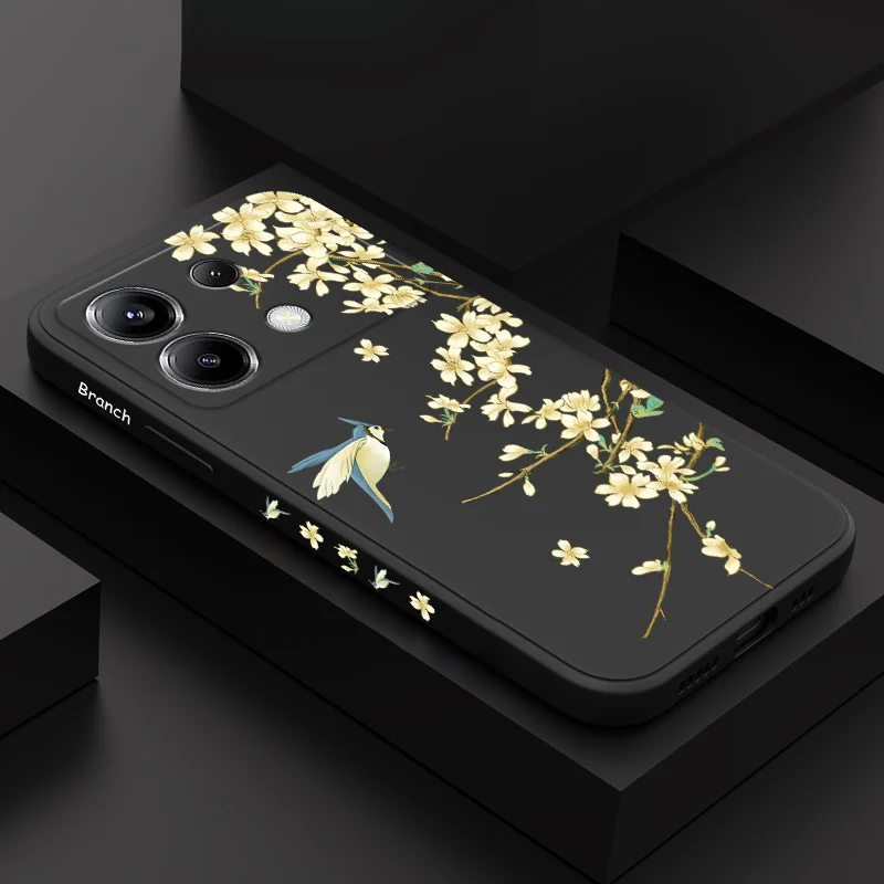 Plum Tree Branch Phone Case For Xiaomi Poco X6 F6 M6 M5 M5S F5 X5 F4 X4 M4 F3 M3 X3 Pro 4G 5G GT Silicone Cover