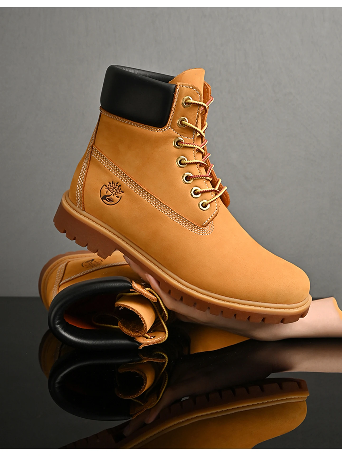 

Genuine Leather Boots ex Outdoor Workwear Winter Fce Cotton Retro High Top Big Head Cowhide ort Boots