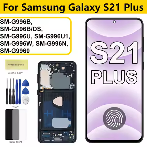 AMOLED For Samsung Galaxy S21 Plus G996B G996N LCD Display Touch Screen Digitizer with Frame For Samsumg S21+ 5G LCD Replacement