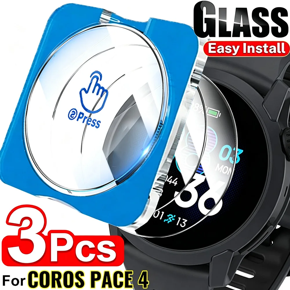 3PCS Glass Protective Film for COROS PACE 4 Pace4 Sport Watch Premium Screen Protector Easy Install Durable HD Anti-scratch Film
