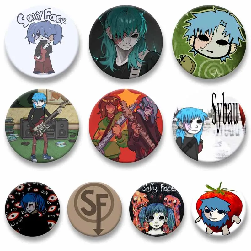 Horror Game S-sally F-face Lapel Pins Cartoon Brooches on Clothes Sal Fisher Larry Badge Bag Hat Decor Jewelry Fans Lovers Gifts