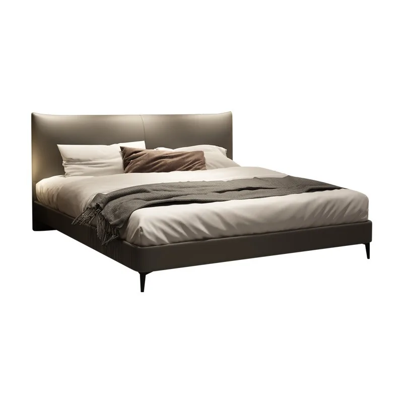 

Italian, minimalist, leather bed, modern, minimalist, double, size apartment