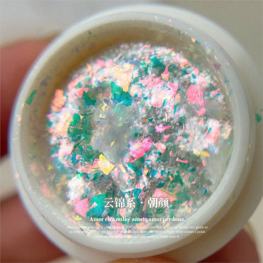 0,2g/Glas 6 Farben Aurora Opal Flocken Nagel Glitter funkelnden Blitz unregelmäßige Flocken Pailletten DIY Opal Pulver Maniküre Nagel dekoration