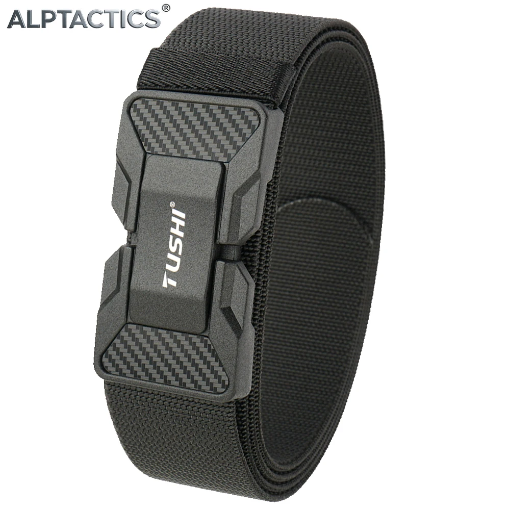 

ALPTACTICS Unisex Elastic Belt Magnetic Buckle Quick Release Tough Stretch Nylon Men's Military Tactical Belt Casual Waistband