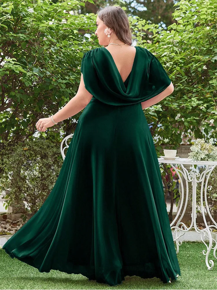 Plus Size V Neck Chiffon Sleeveless Luxury Dinner Dress 4XL 5XL Big Size Wedding Bridesmaid Chiffon Multicolor Evening Dress