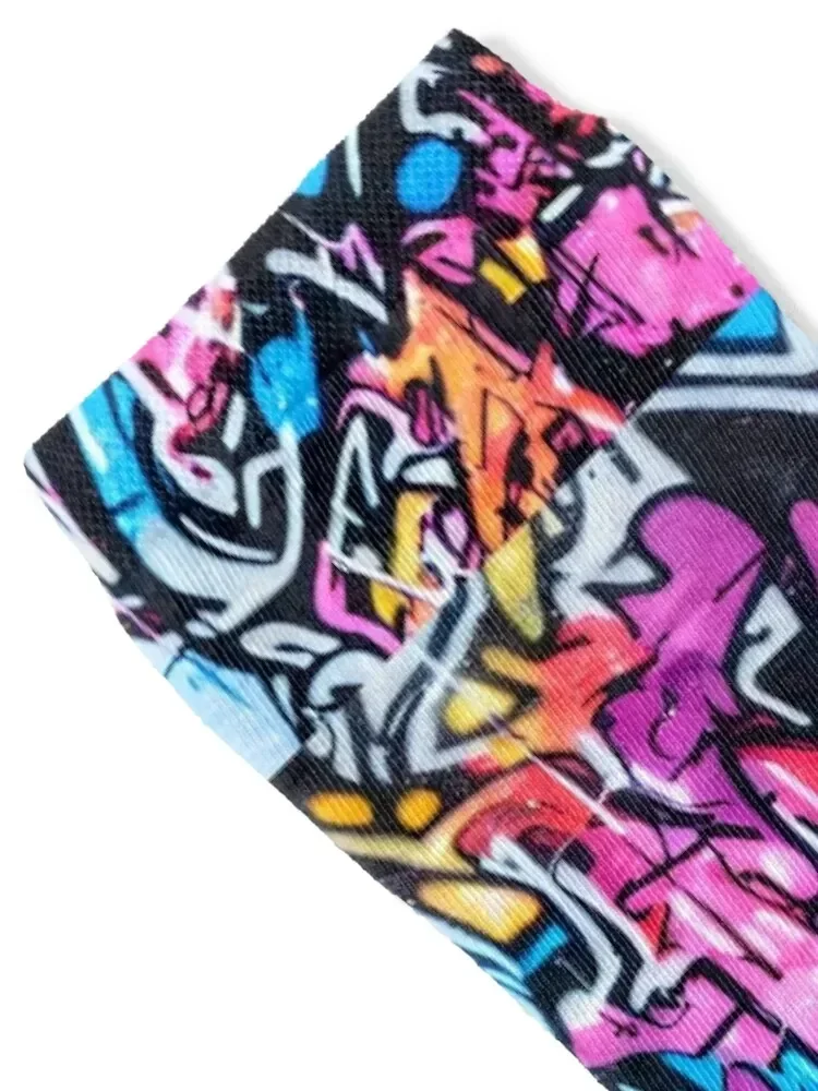 Multicolor graffiti street art tags wallpaper Socks Antiskid soccer anime Boy Child Socks Women's