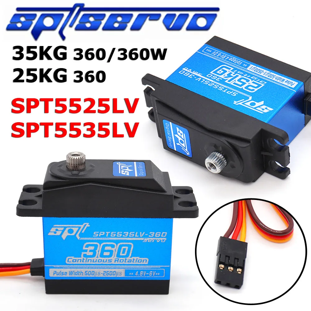 SPT SPT5525LV 360 25kg SPT5535LV 360/360W 35kg Waterproof Degree Metal Gear Servo For 1:8 1:10 RC Car Airplane Model Accessories