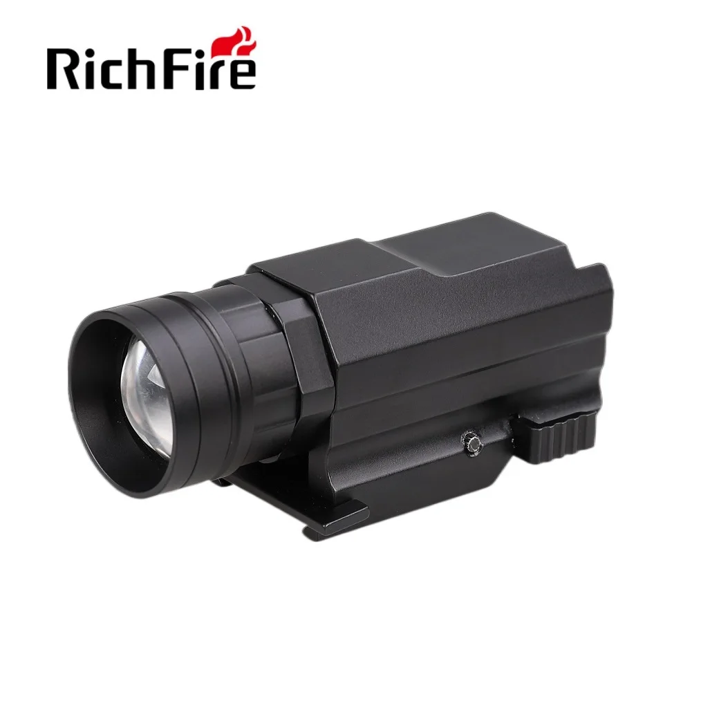 RichFire P20 Zoom 600lm Waterproof Lights Compact Tactical Flashlight for 20mm Picatinny Rail Mount for Pistol Handgun Rifle