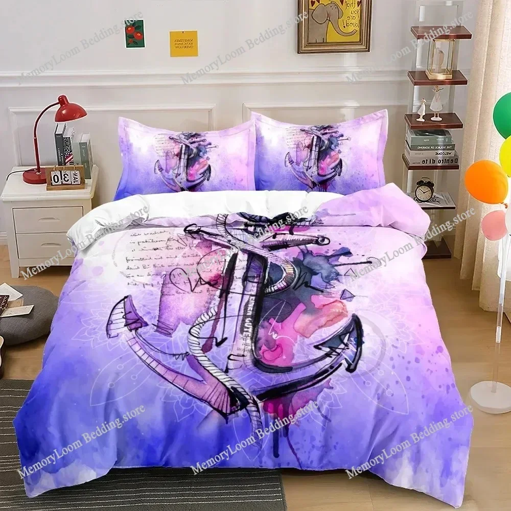 Nautical Anchor Bedding Set Pillowcases Quilt Cover Twin Full Queen King Boat Sailing For Adult Kids 3D Duvet Cover
