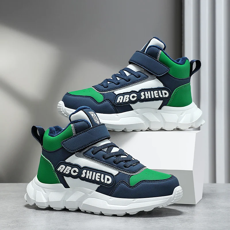 

Детская спортивная обувь, плюшевые удобные противоскользящие зимние теплые кожаные износостойкие нескользящие удобные кроссовки на плоской подошве для детей