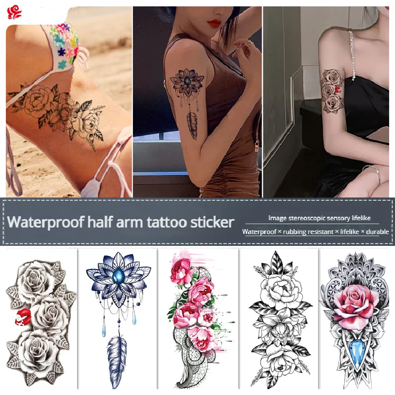 

Small Arm Tattoo Sticker Waterproof And Sweat Resistant Animal Flowers Half Handmade Semi Mechanical Temporary Tattoos Art Sale