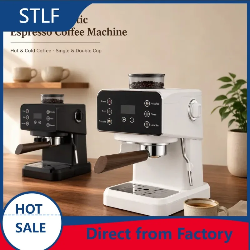 STLF Semi-automatic espresso machine 1.5L removable water tank 20 bar pressure coffee machine with coffee bean storage