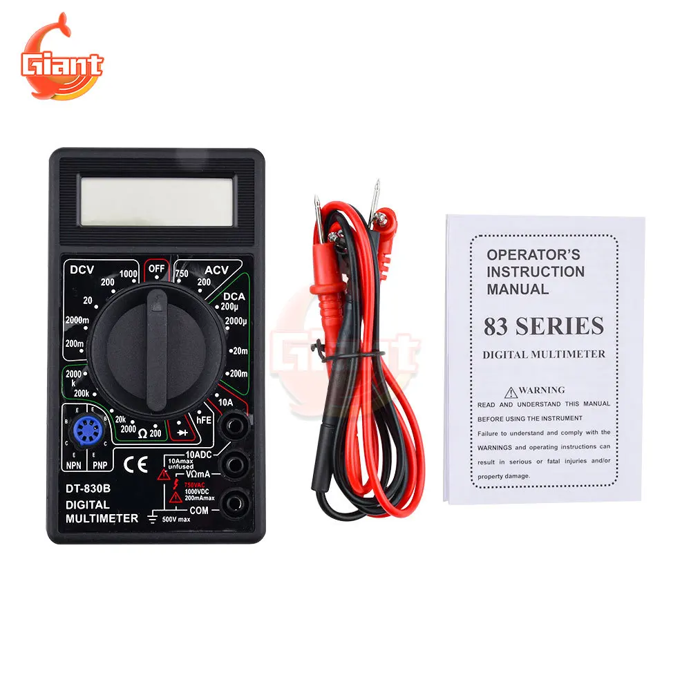 DT830B AC/DC multimetro voltmetro digitale amperometro Ohm Tester di tensione misuratore di capacità misuratore strumenti di prova per elettricisti