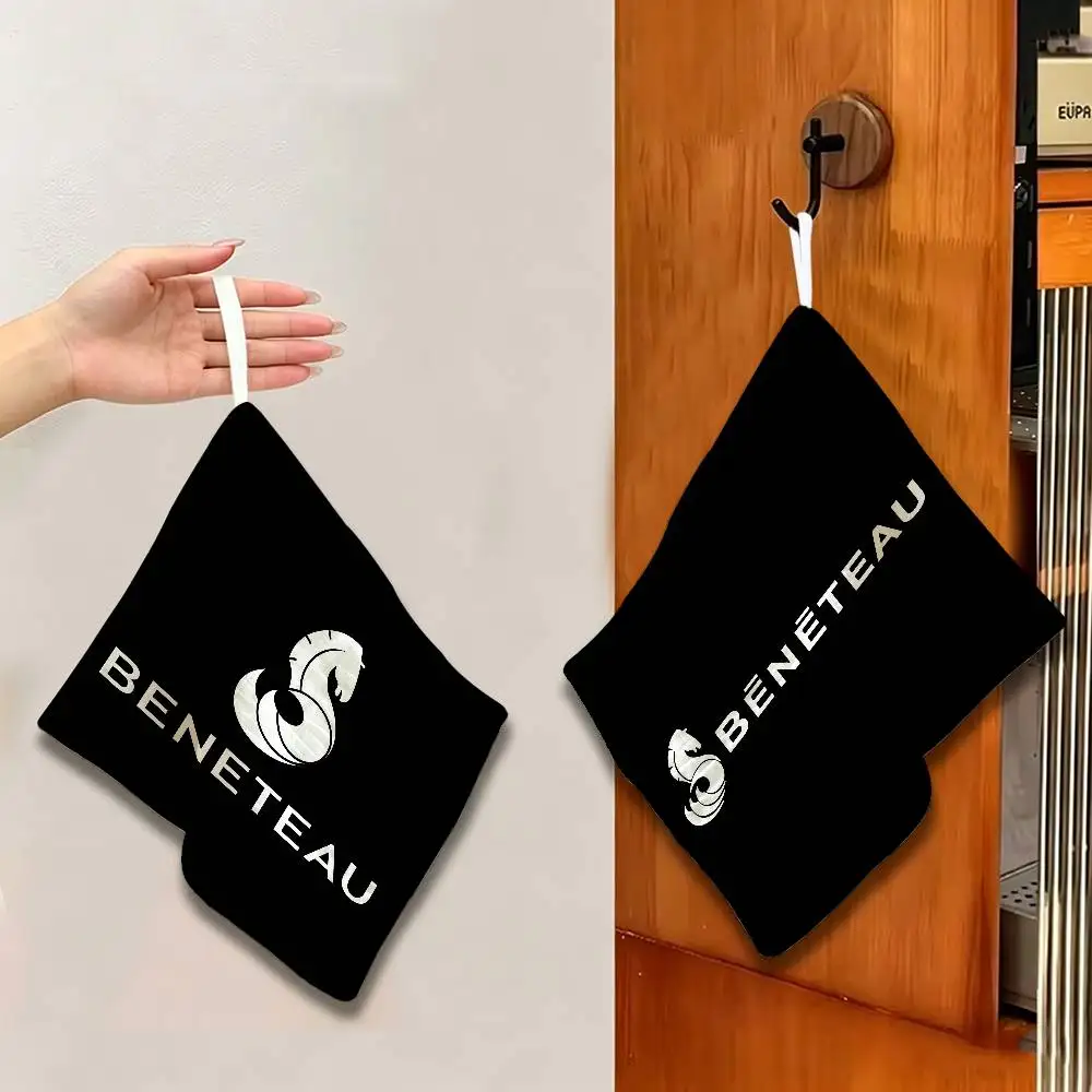 yacht brand B-BENETEAU Logo sailboat Soft Polyester Cotton Towel, Hanging Kitchen Style Hand Wiping Cloth for Restaurant Home